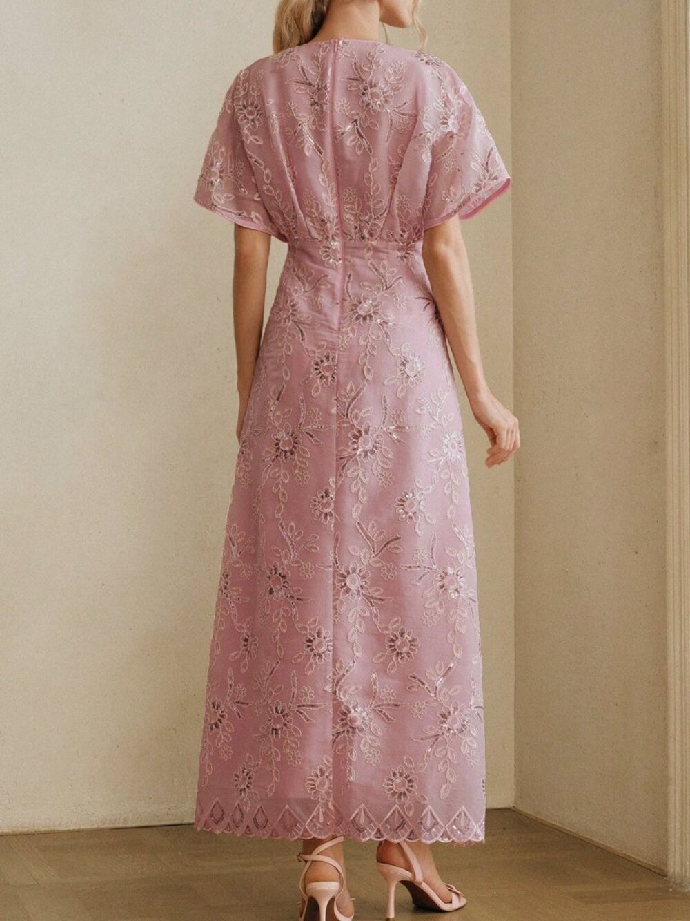Baby Pink Elegant Women's Dress - Picture 2 of 8